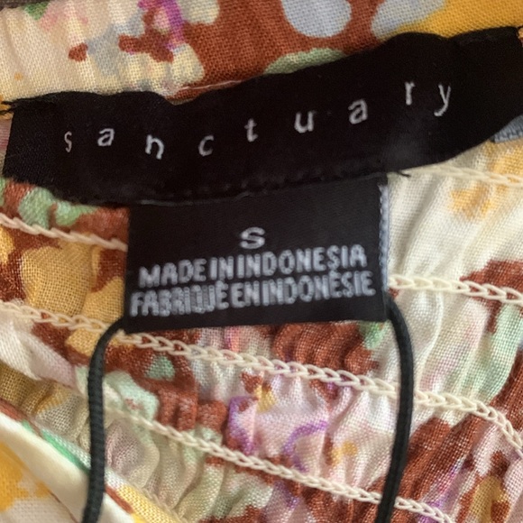 SANCTUARY Floral-Print Tie-Front Drawstring Top NWT - Picture 7 of 8